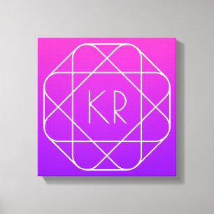 Koel Geometrisch Monogram Magenta Paars Violet Canvas Afdruk