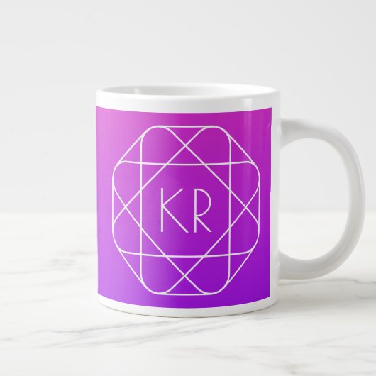 Koel Geometrisch Monogram | Magenta Paars Violet Extra Grote Beker (Rechts)