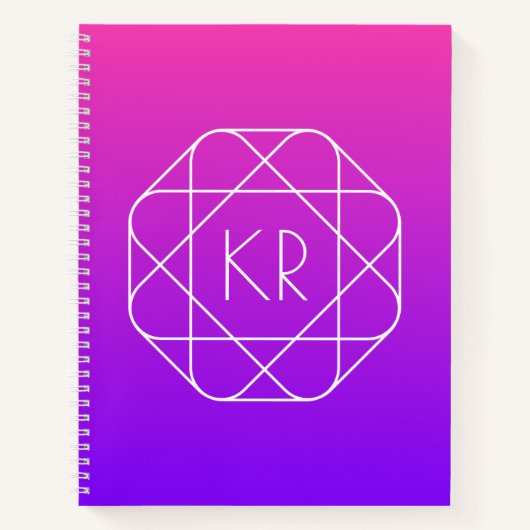 Koel Geometrisch Monogram | Magenta Paars Violet Notitieboek (Voorkant)