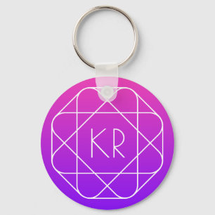 Koel Geometrisch Monogram   Magenta Paars Violet Sleutelhanger