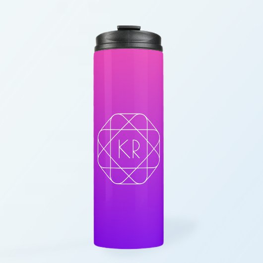 Koel Geometrisch Monogram | Magenta Paars Violet Thermosbeker