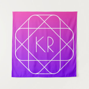 Koel Geometrisch Monogram Magenta Paars Violet Wandkleed