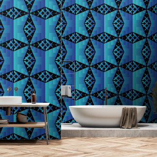 Koel geometrisch patroon behang met zwarte backgr