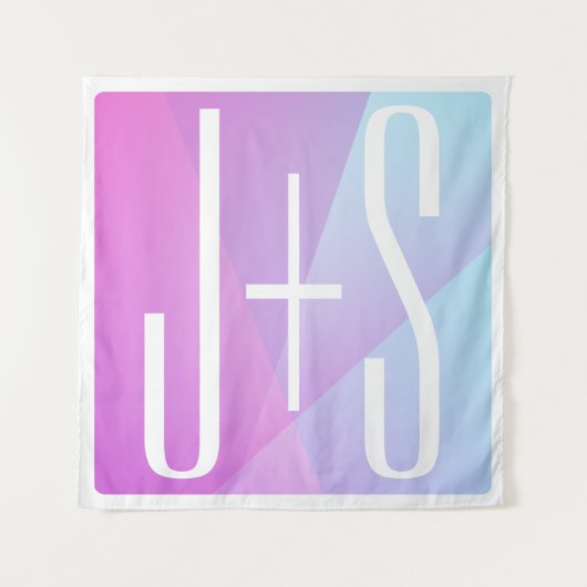 Koel geometrisch roze & paars | Initialen voor kop Wandkleed (Voorkant)