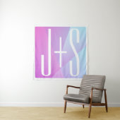 Koel geometrisch roze & paars | Koppels Initialen Wandkleed (In situ)