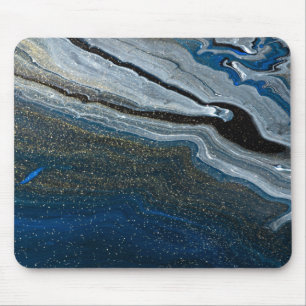 Koel geometrische blauwe steen marmer muismat
