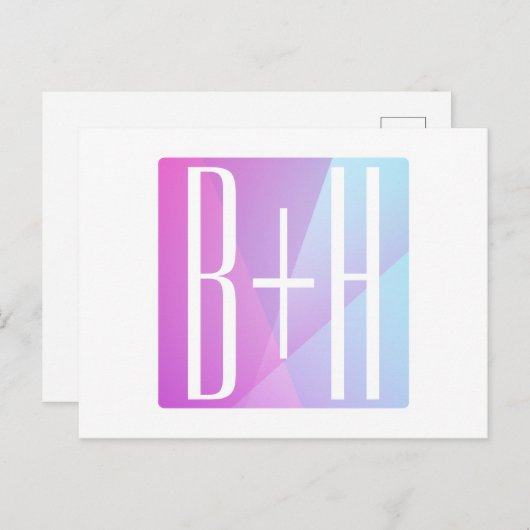 Koel Geometrische roze en Paars | Initialen voor p Briefkaart (Voorkant / Achterkant)