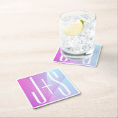 Koel Geometrische roze en Paars | Initialen voor p Vierkante Kartonnen Onderzetter (Insitu)