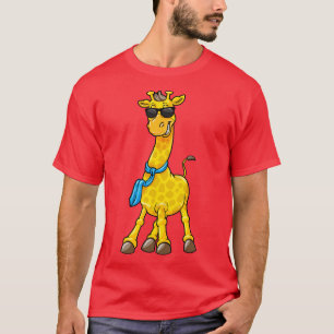 Koel giraf met een zonnebril en een sjaal t-shirt