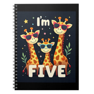 Koel Giraffe 5e verjaardag 5 jaar oude peuter Notitieboek