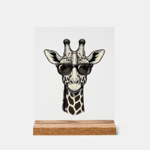 Koel Giraffe Zonnebril Vintage Graveer Shirt_1 Acryl Bord