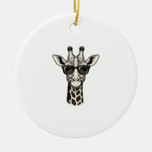 Koel Giraffe Zonnebril Vintage Graveer Shirt_1 Keramisch Ornament