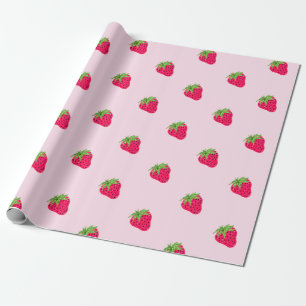 Koel Glitter Aardbei Roze Cadeaupapier
