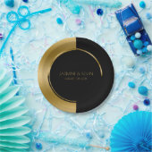 Koel goud en zwart modern geometrisch ontwerp papieren bordje (Feest)