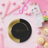 Koel goud en zwart modern geometrisch ontwerp papieren bordje (Feest)