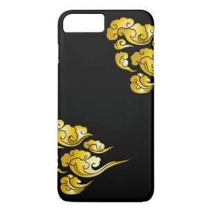 Koel Goud Wolk Patronen Zwarte iPhone 7 Plus Hoes