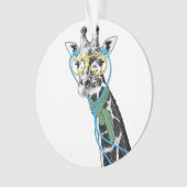 Koel grappige trendy giraffe met bril, oortelefoon ornament (voorkant)