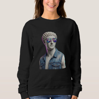 Koel Grieks standbeeld met zonnebril & denim vest Trui