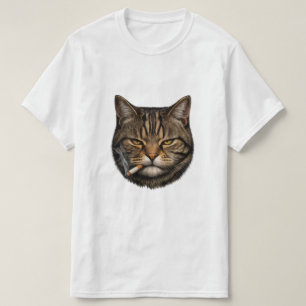 Koel Grijnzende Kat met Sigaret T-Shirt