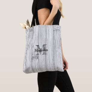 Koel grijs bamboe houten print Monogram Draagtas
