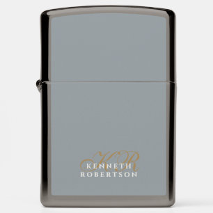 Koel Grijs Minimalistisch Messing Witte Monogram M