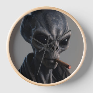 Koel grijze alien die sigaar rookt - Sci-Fi muurde