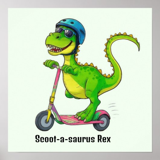 Koel Groene Dinosaurus Poster (Voorkant)