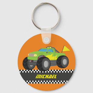 Koel groene monstertruck voor coureur jongens sleutelhanger