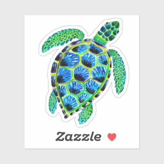 Koel groene Zee schildpad in acryl Sticker (Vel)