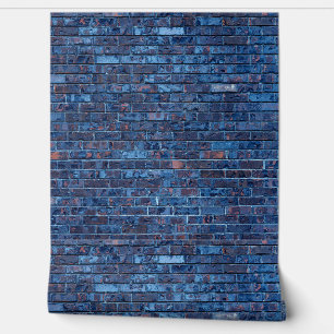 Koel Grunge Blauwe Baksteenprint Behang