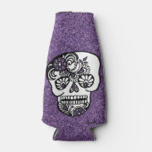 Koel halloween dag van de dode glitter Sugar Skull Flesjeskoeler (Voorkant)
