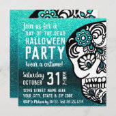 Koel halloween dag van de dode glitter Sugar Skull Kaart (Voorkant / Achterkant)