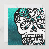 Koel halloween dag van de dode glitter Sugar Skull Kaart (Achterkant)