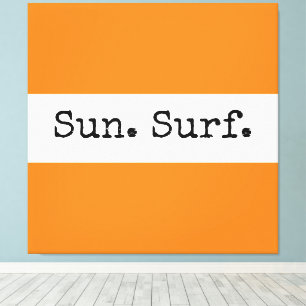 Koel Helderheid Oranje witte strepen Sun Surf Teks Canvas Afdruk