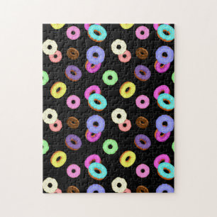 Koel het kleurrijke donuterpatroon zwart legpuzzel