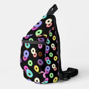 Koel het kleurrijke donuterpatroon zwart sling bag