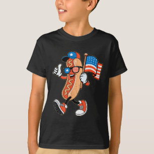 Koel hete hond zonnebril met Amerikaanse vlag 4 ju T-shirt