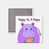 Koel Hippo met bloemen Magneet (Voorkant / Achterkant)