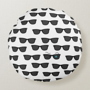 Koel-iconische winkS Black Sunbril Pattern Rond Kussen