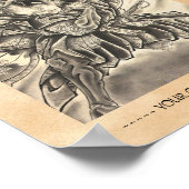 Koel japans demon samurai vecht tattoo poster (Hoek)