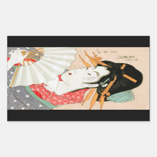 Koel japans geisha van houtverwerkende industrie m rechthoekige sticker