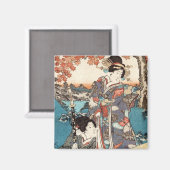 Koel japans  ukiyo-e geisha magneet (Voorkant / Achterkant)