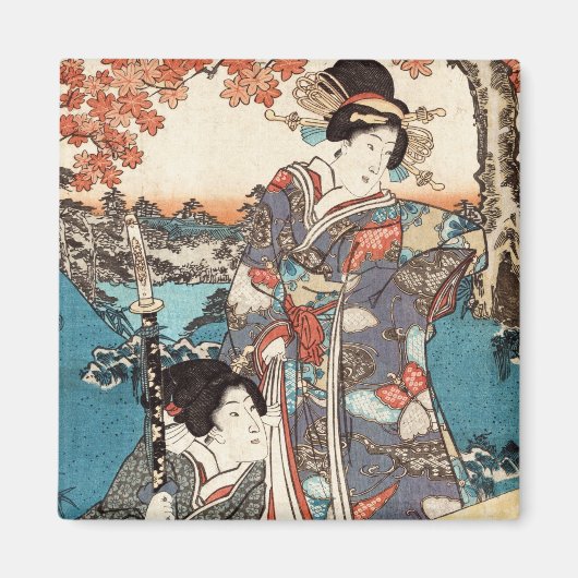 Koel japans  ukiyo-e geisha magneet (Voorkant)