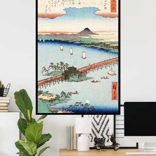 Koel japans ukiyo-e-landschap poster (Thuiskantoor)