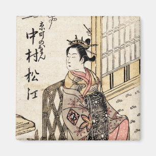 Koel japanse  ukiyo-e-dame en kind magneet