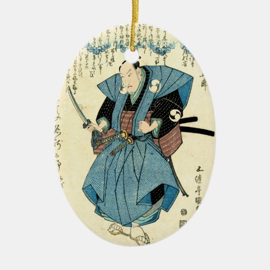 Koel-japanse ukiyo-e samurai-krijger keramisch ornament (Voorkant)