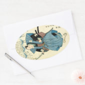 Koel-japanse  ukiyo-e samurai-krijger ovale sticker (Envelop)