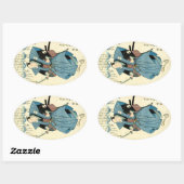 Koel-japanse  ukiyo-e samurai-krijger ovale sticker (Vel)