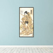 Koel japanse  ukiyo-e samuraj-strijder canvas afdruk (Insitu (Houten vloer))