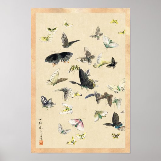 Koel-japanse  ukiyo-e-vlinderrol poster (Voorkant)